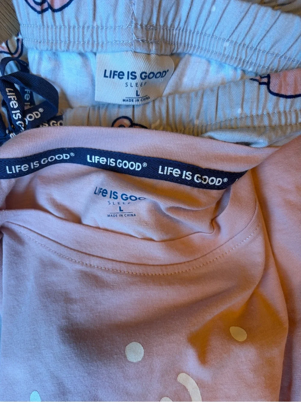 Life Is Good NWT Women’s Pajama Set Pink Let It Snow Coffee Mug Sleepwear Size L